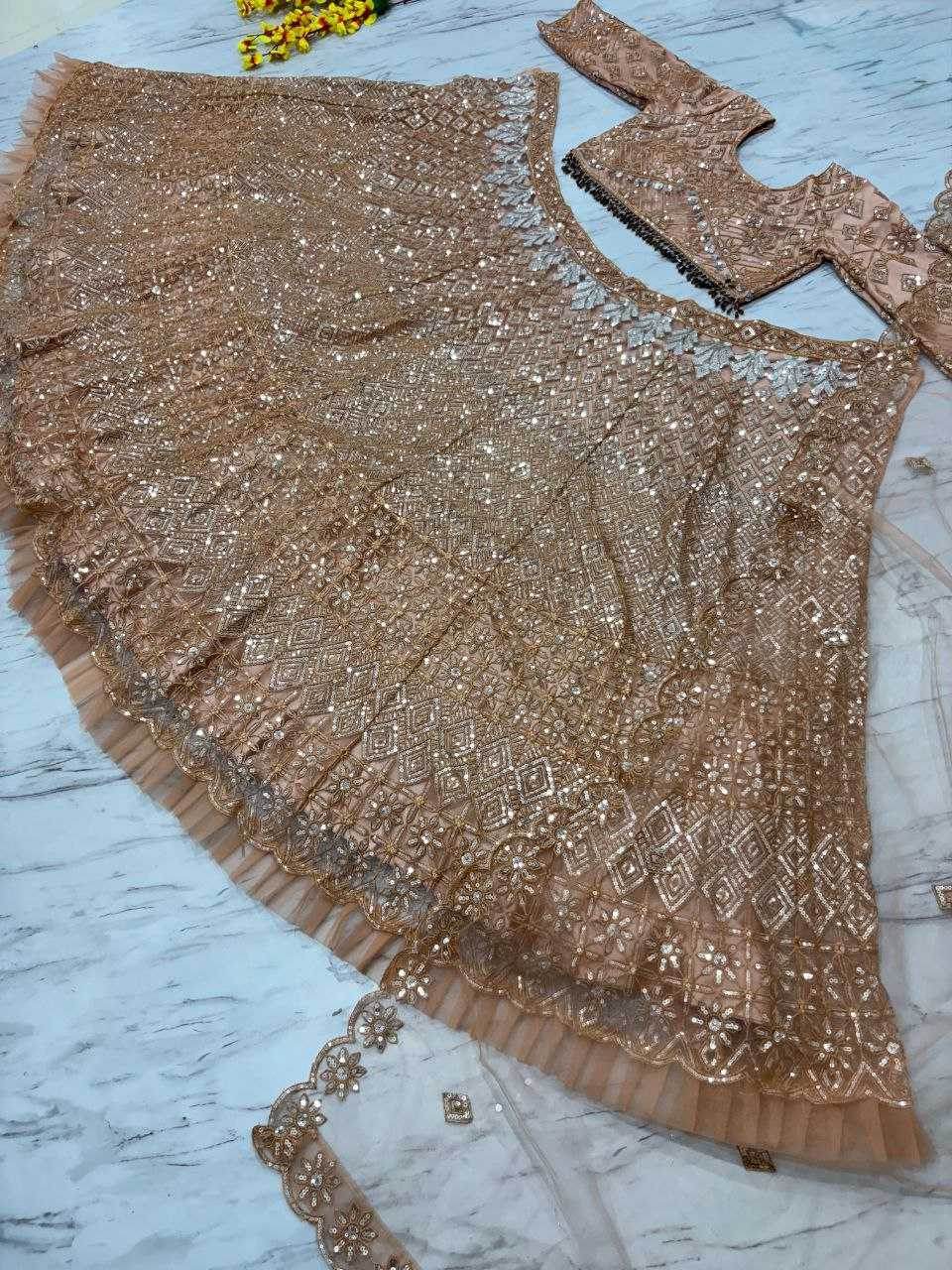 Butterfly Net Zari Work Sequins Lehenga - MYLUXURY LANE ENTERPRISE